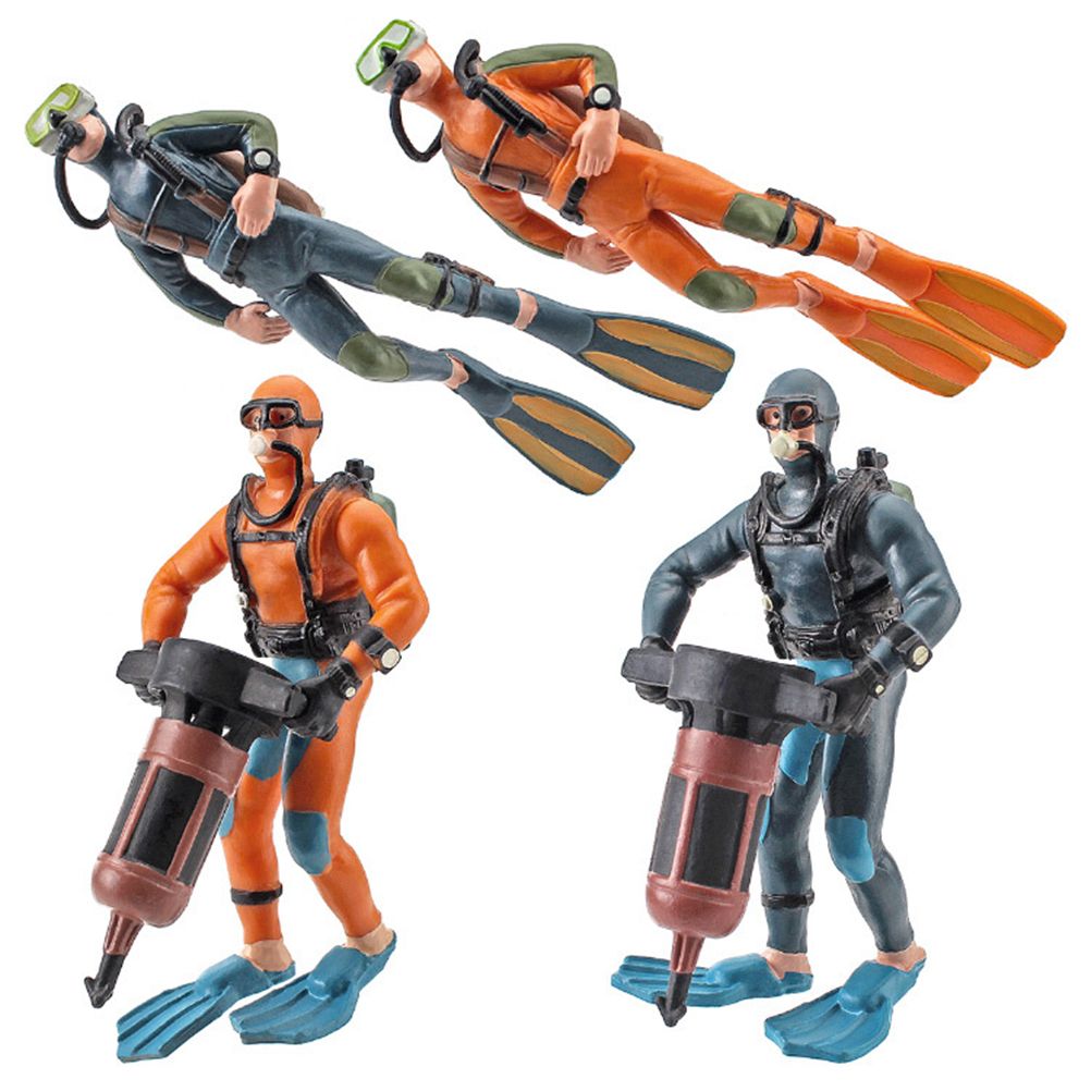 4Pcs Mini Diver Figurines Model Simulation Underwater Adventure Diver Figure Playset for Scene Layout Table Ornaments - Image 1