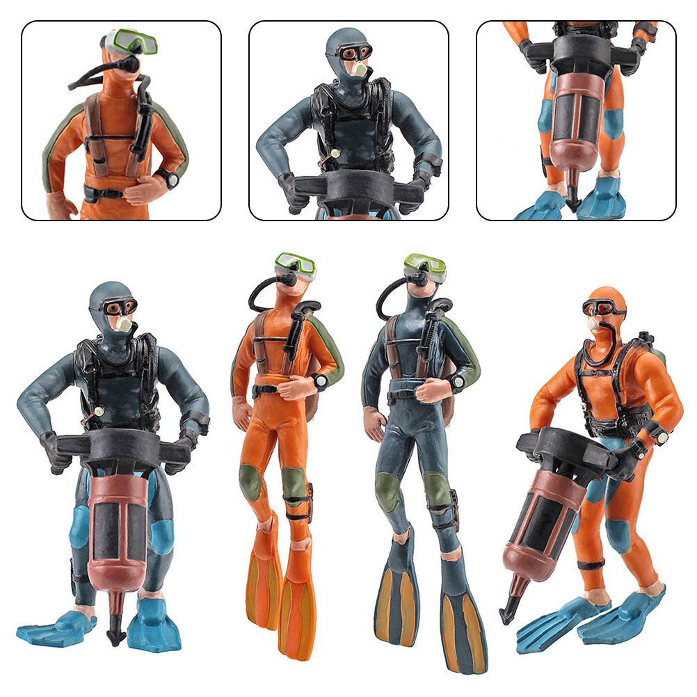 4Pcs Mini Diver Figurines Model Simulation Underwater Adventure Diver Figure Playset for Scene Layout Table Ornaments - Image 2