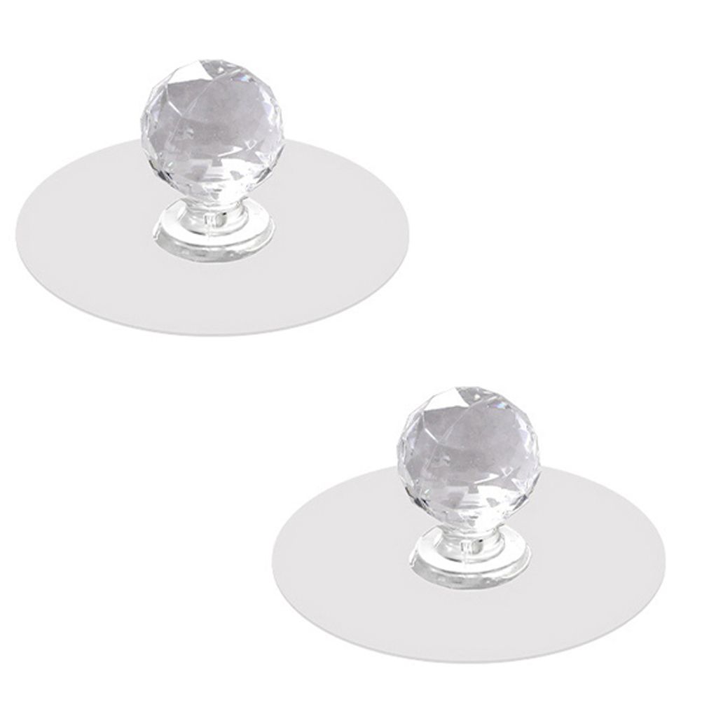 2Pcs Self Adhesive Knobs Acrylic No Drilling Mirror Cabinet Handles Clear Glass Drawer Knobs - Image 1