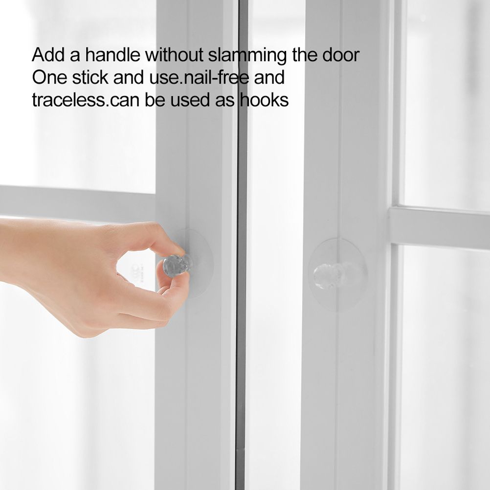 2Pcs Self Adhesive Knobs Acrylic No Drilling Mirror Cabinet Handles Clear Glass Drawer Knobs - Image 4
