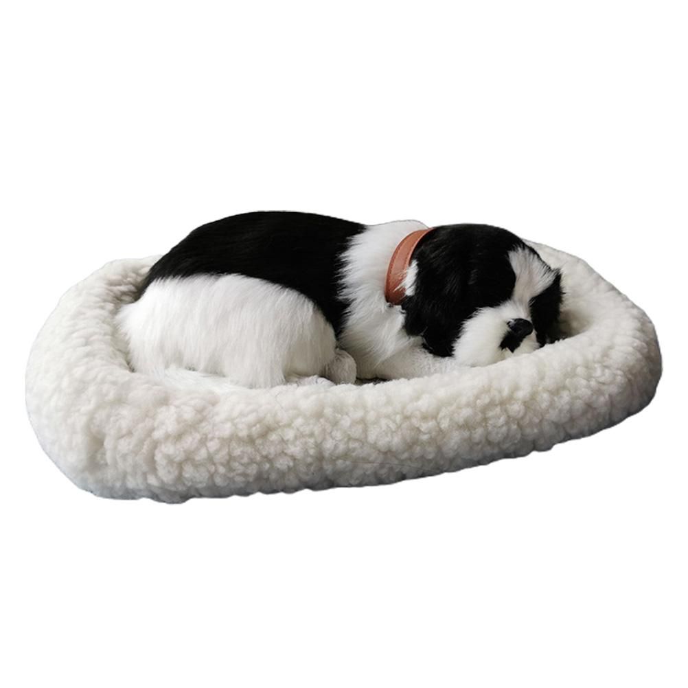 Realistic Sleeping dog Toy Breathing dog Stuffed Animal Doll with Mat Plush Toys for Children Home Ornament - Image 1
