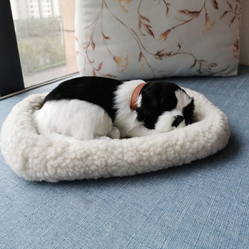 Realistic Sleeping dog Toy Breathing dog Stuffed Animal Doll with Mat Plush Toys for Children Home Ornament - Image 5