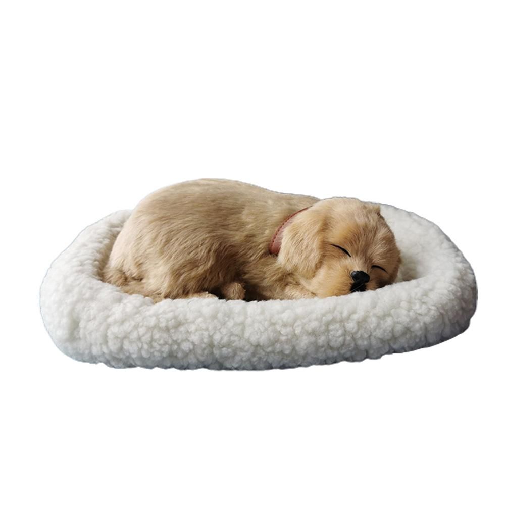Realistic Sleeping Dog Toy Breathing Dog Stuffed Animal Doll with Mat Plush Toys for Children Home Ornament - Image 1