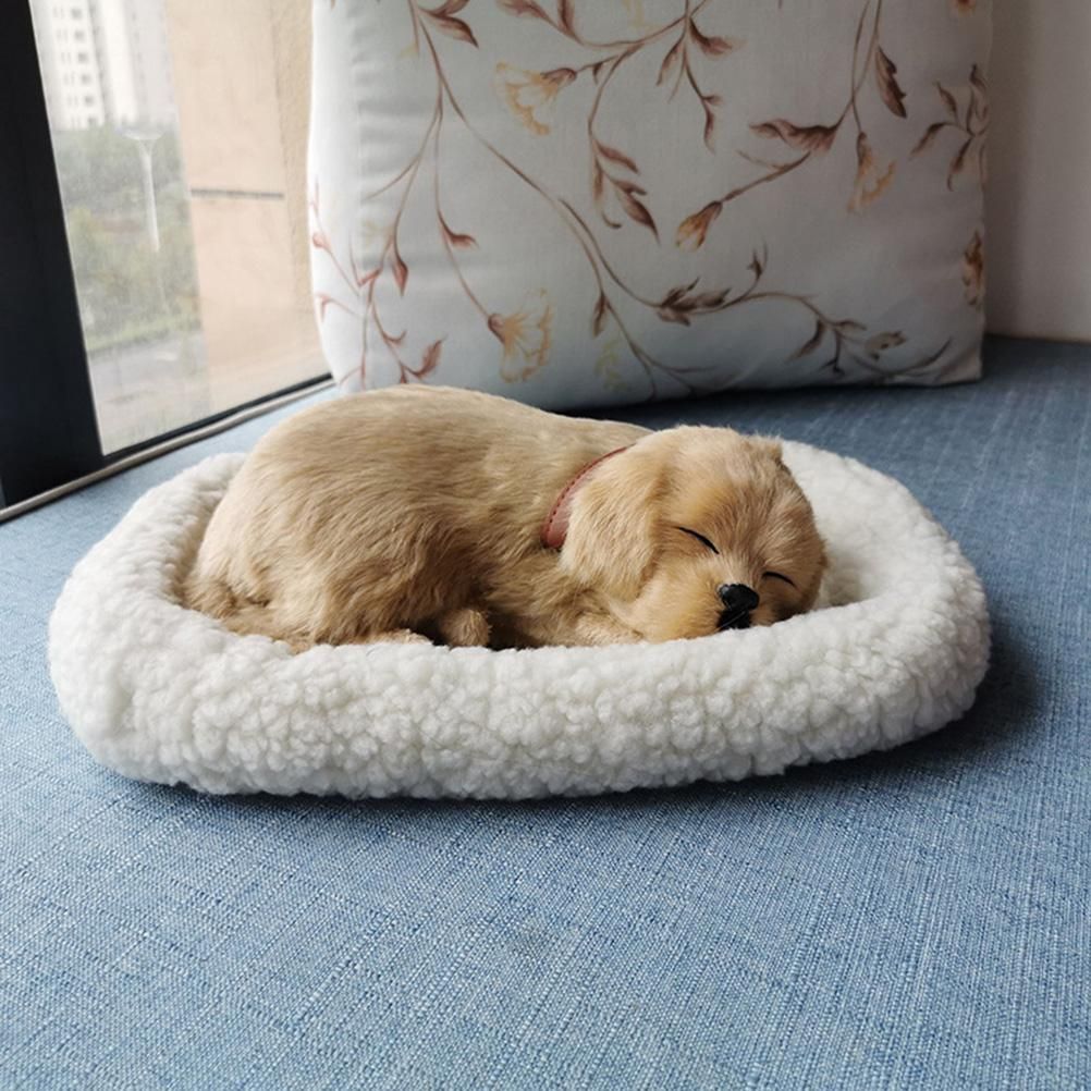 Realistic Sleeping Dog Toy Breathing Dog Stuffed Animal Doll with Mat Plush Toys for Children Home Ornament - Image 4