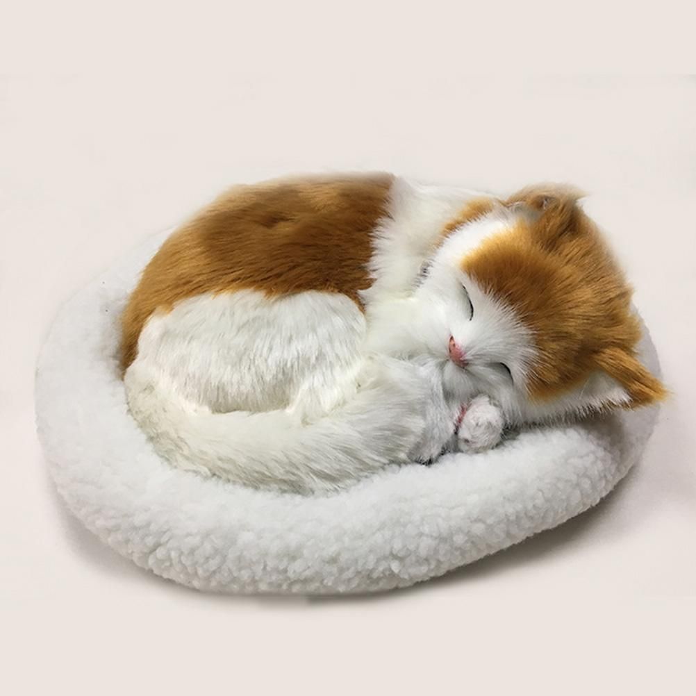 Realistic Sleeping Cat Toy Breathing Cat Stuffed Animal Doll with Mat Plush Toys for Children Home Ornament - Image 5