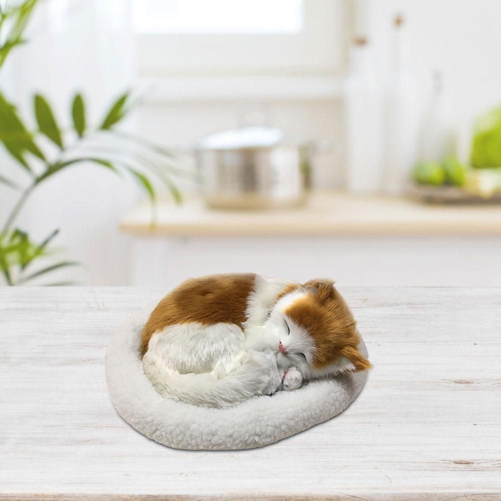 Realistic Sleeping Cat Toy Breathing Cat Stuffed Animal Doll with Mat Plush Toys for Children Home Ornament - Image 7