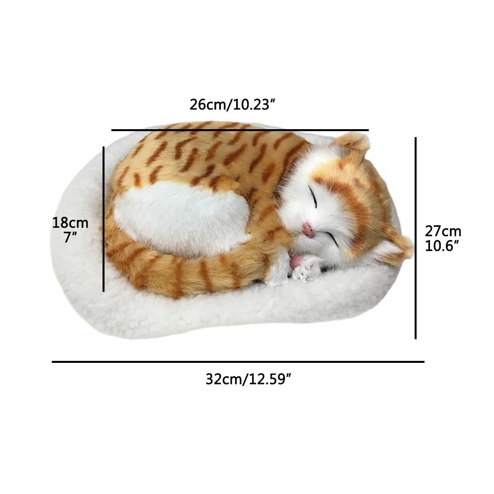 Realistic Sleeping Cat Toy Breathing Cat Stuffed Animal Doll with Mat Plush Toys for Children Home Ornament - Image 2