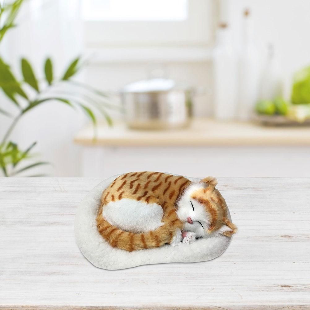 Realistic Sleeping Cat Toy Breathing Cat Stuffed Animal Doll with Mat Plush Toys for Children Home Ornament - Image 6