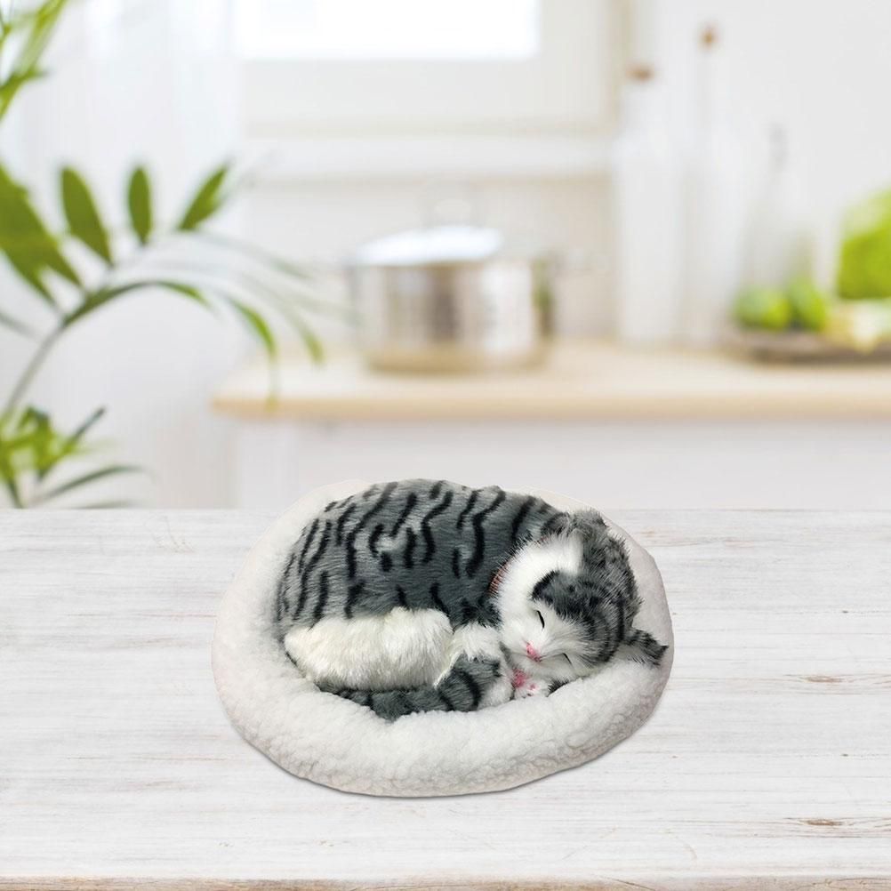 Realistic Sleeping Cat Toy Breathing Cat Stuffed Animal Doll with Mat Plush Toys for Children Home Ornament - Image 5
