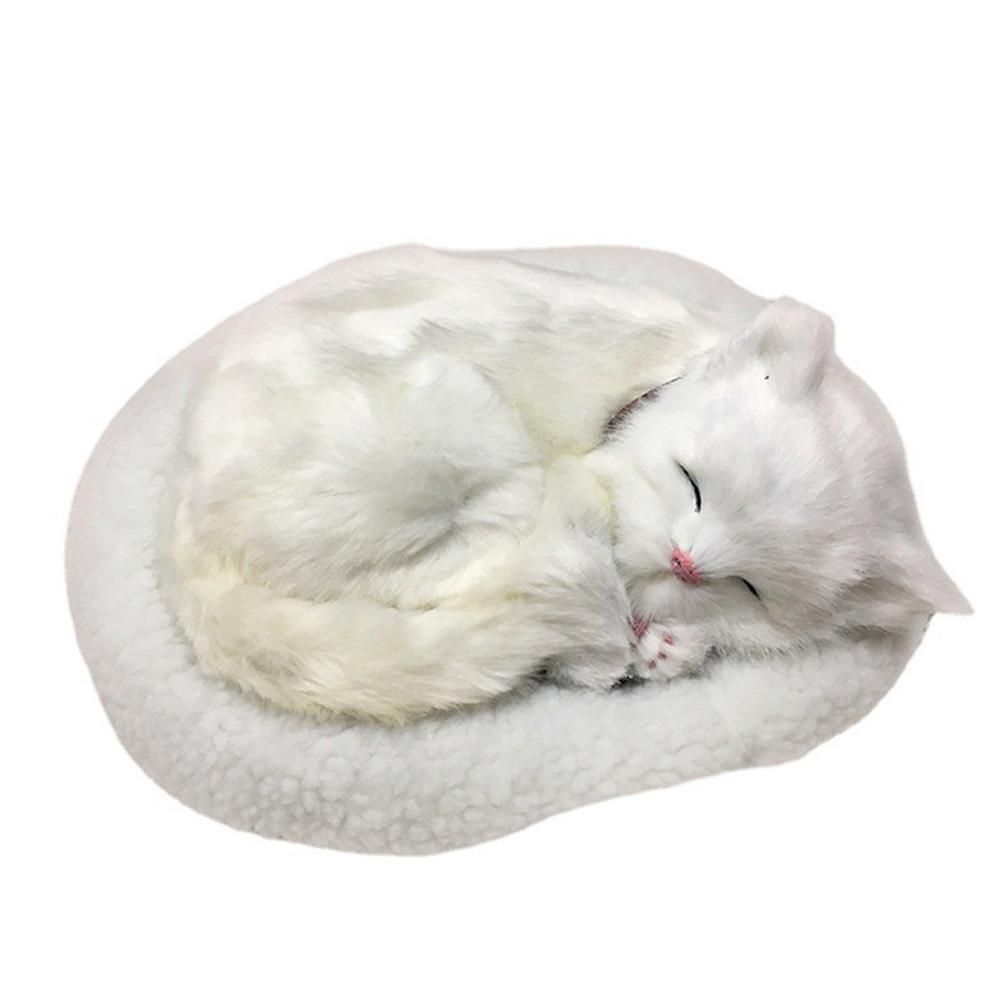 Realistic Sleeping Cat Toy Breathing Cat Stuffed Animal Doll with Mat Plush Toys for Children Home Ornament - Image 1