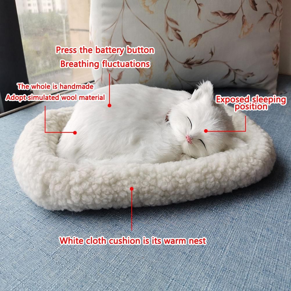 Realistic Sleeping Cat Toy Breathing Cat Stuffed Animal Doll with Mat Plush Toys for Children Home Ornament - Image 4