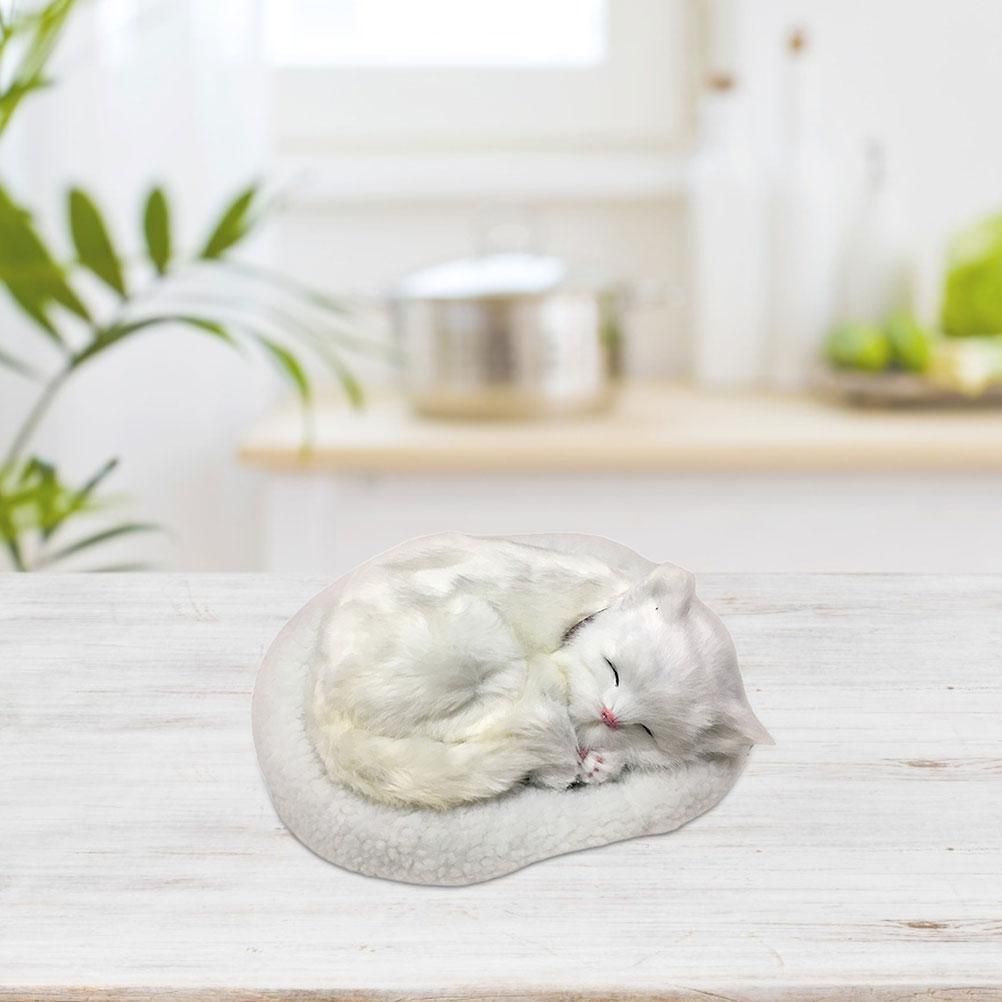Realistic Sleeping Cat Toy Breathing Cat Stuffed Animal Doll with Mat Plush Toys for Children Home Ornament - Image 6