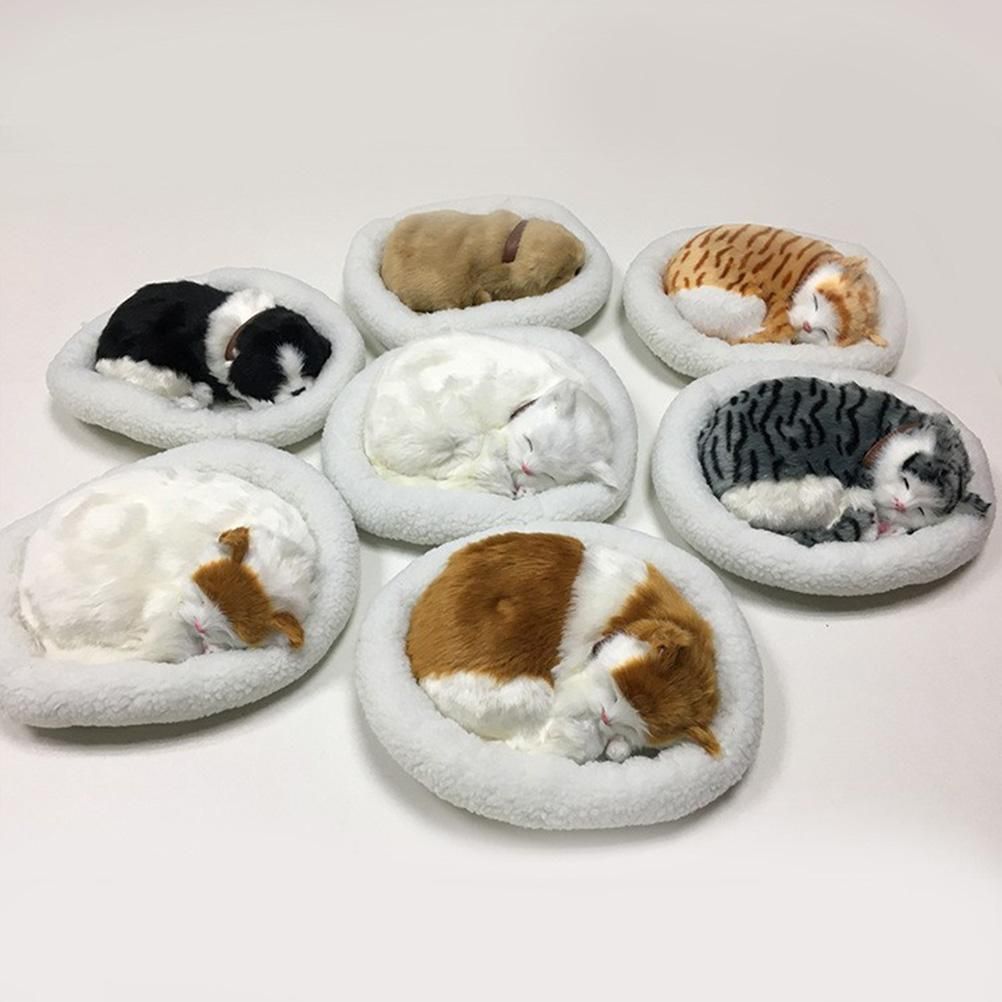 Realistic Sleeping Cat Toy Breathing Cat Stuffed Animal Doll with Mat Plush Toys for Children Home Ornament - Image 7