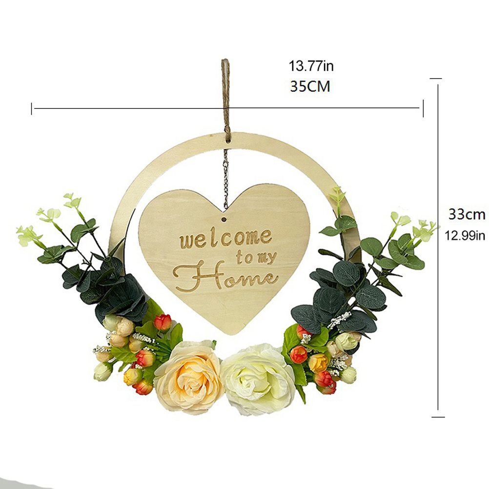 Welcome to My Home Sign Front Door Wood Sign with Love Heart Garland Valentine's Day Decorations for Wall Door Decor - Image 2