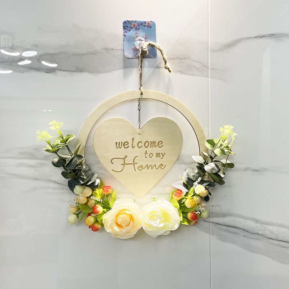Welcome to My Home Sign Front Door Wood Sign with Love Heart Garland Valentine's Day Decorations for Wall Door Decor - Image 5