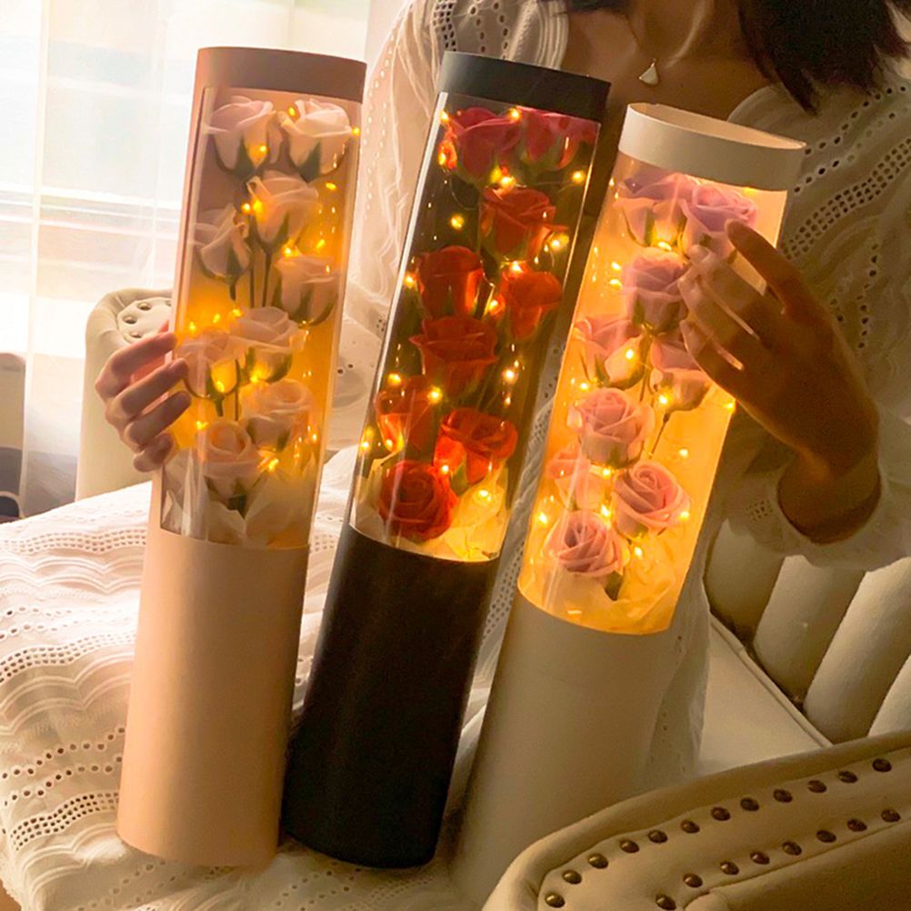 Soap Rose Flower Bouquet Gift Box Artificial Rose Flowers Rose Petal Bouquet Tube Valentine's Day Gift For Lover - Image 6