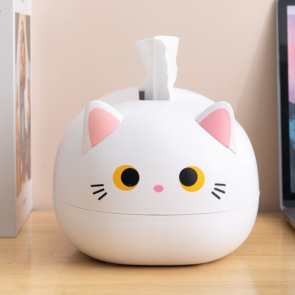 Cartoon Cat Tissue Box Desktop Paper Napkin Storage Box Paper Container Home Decoration - Image 3
