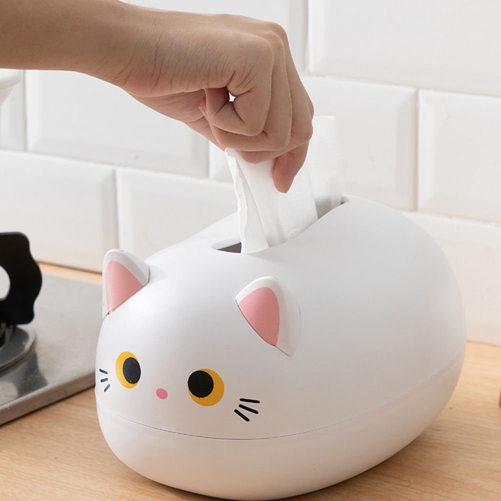 Cartoon Cat Tissue Box Desktop Paper Napkin Storage Box Paper Container Home Decoration - Image 8