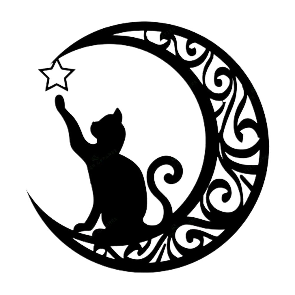 Cute Black Cats Moon Metal Sign Arts Wall Hanging Pendant Decorations for Windows Doors Mantelpieces - Image 1
