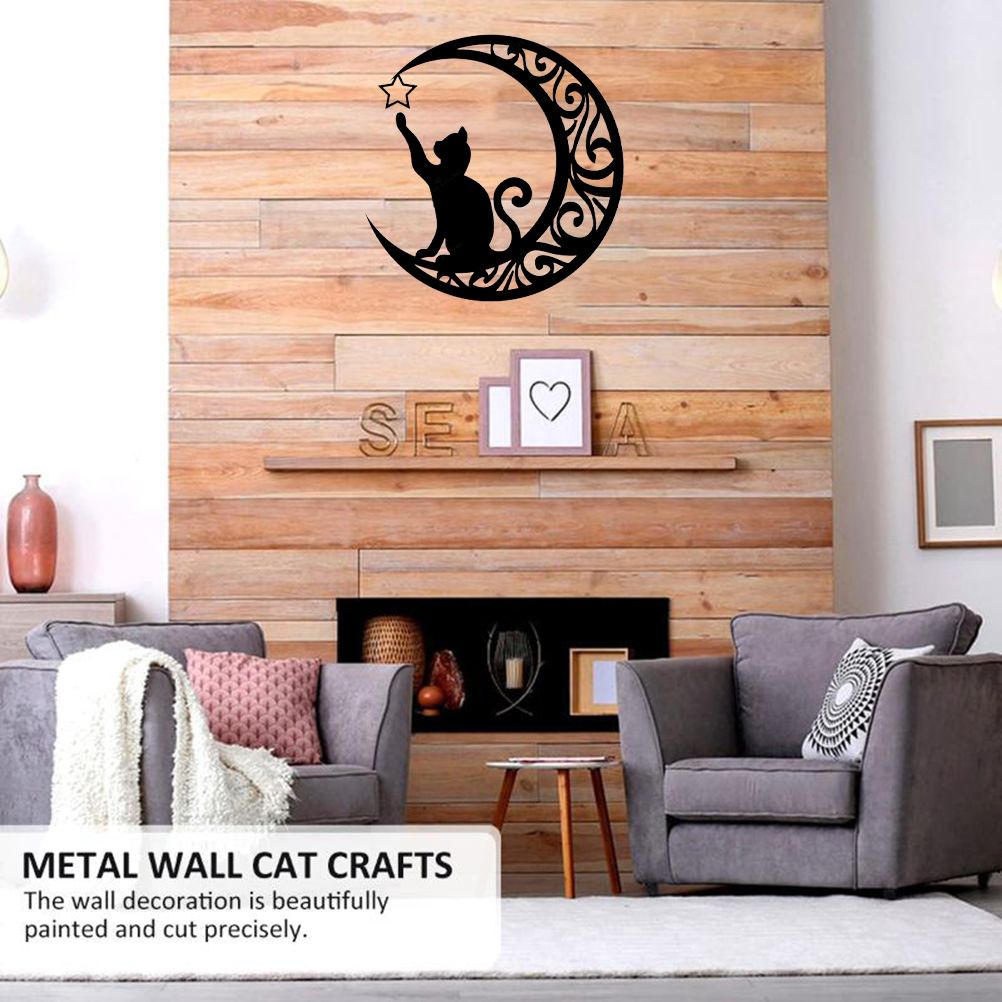 Cute Black Cats Moon Metal Sign Arts Wall Hanging Pendant Decorations for Windows Doors Mantelpieces - Image 4