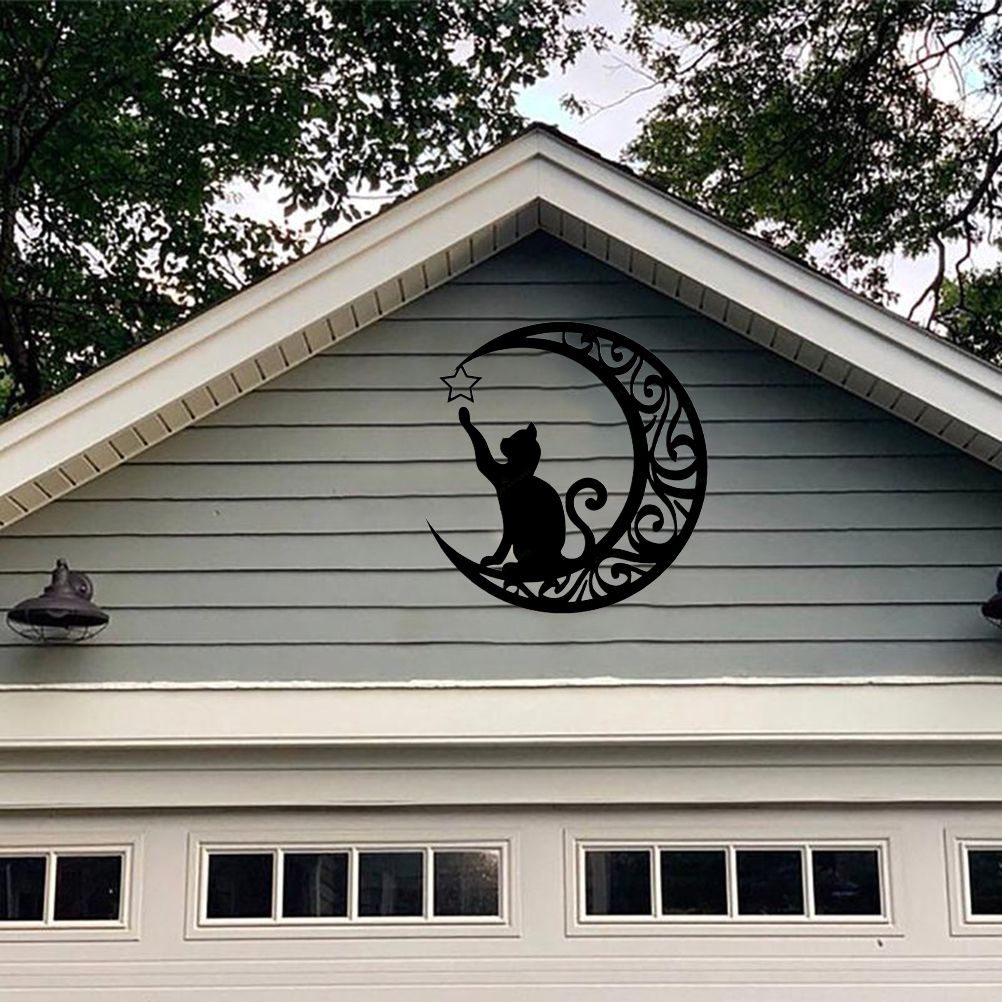 Cute Black Cats Moon Metal Sign Arts Wall Hanging Pendant Decorations for Windows Doors Mantelpieces - Image 5