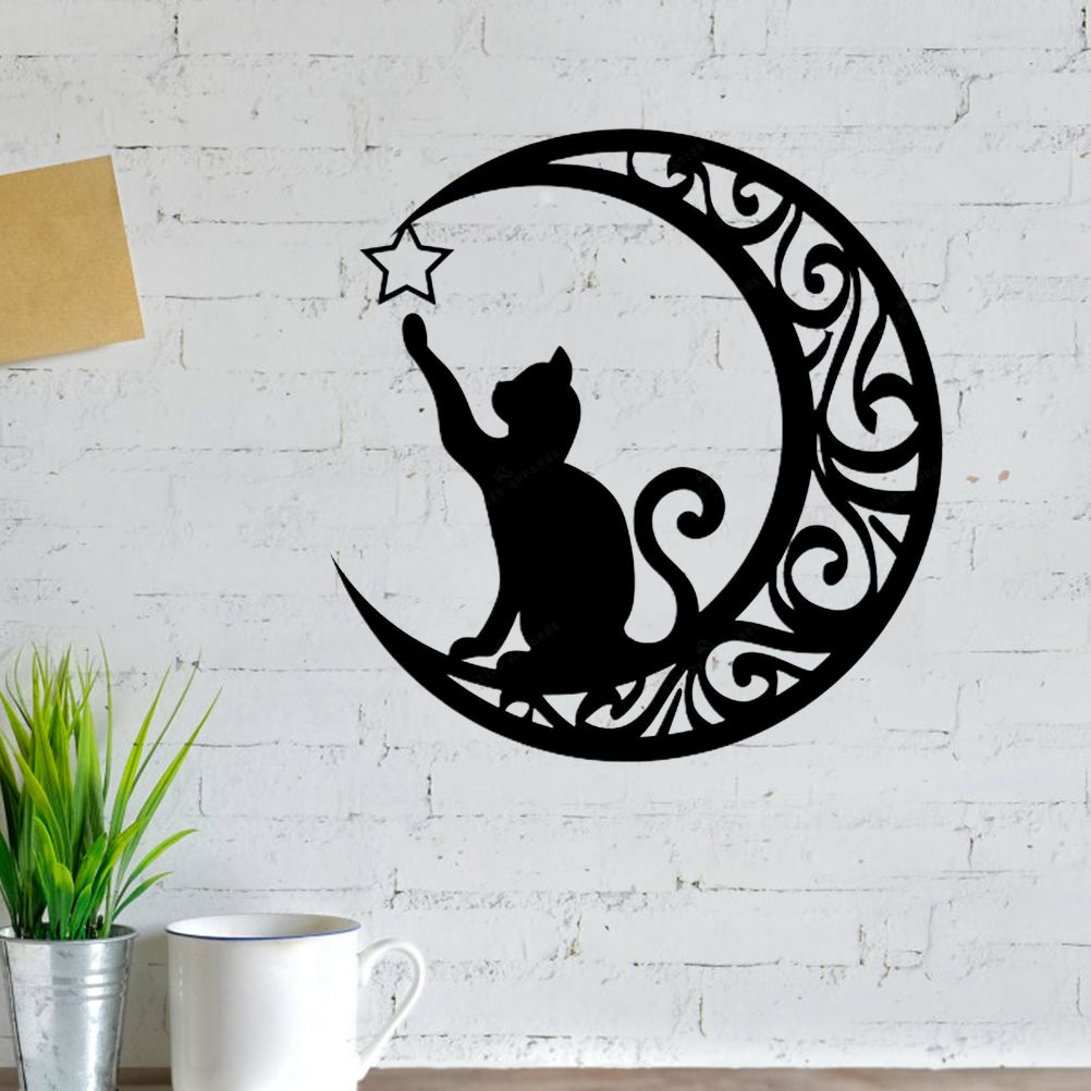Cute Black Cats Moon Metal Sign Arts Wall Hanging Pendant Decorations for Windows Doors Mantelpieces - Image 8