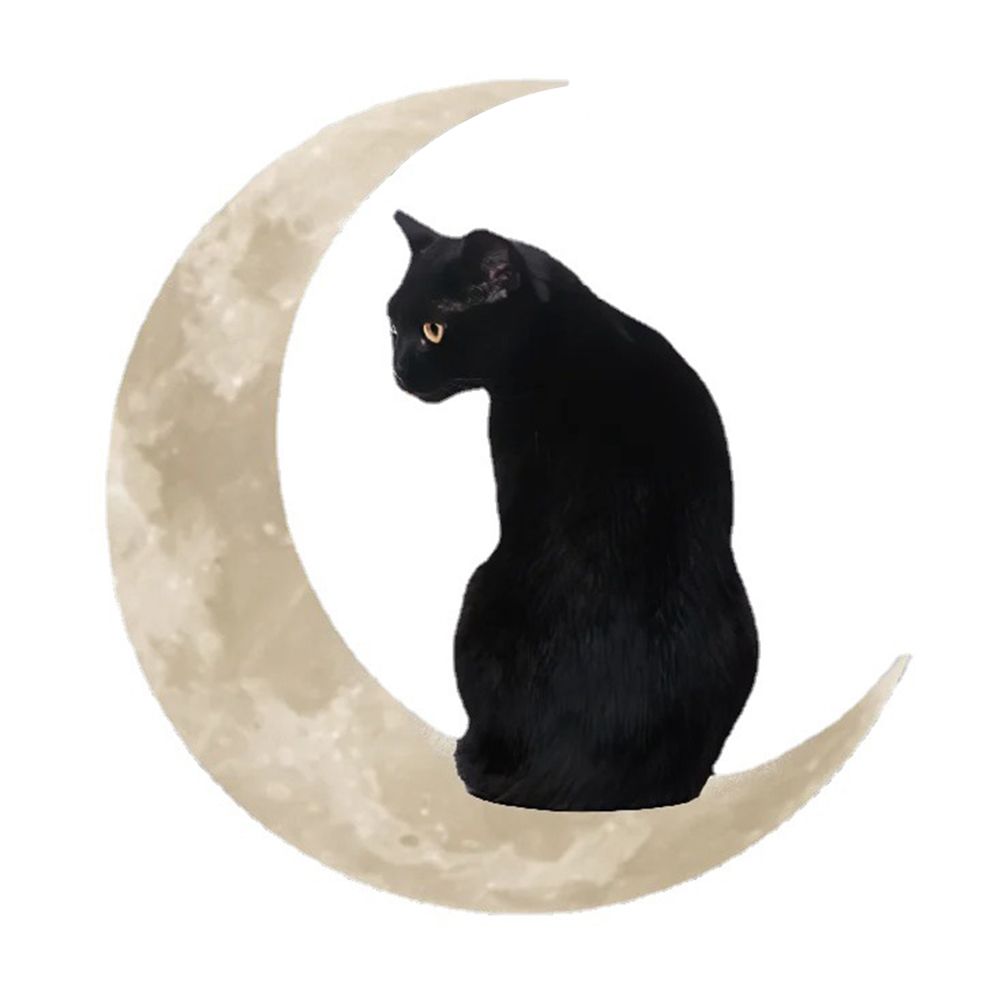Metal Black Cat Moon Hanging Sign Cat On The Moon Wall Hanging Pendant Home Indoor Decor Gifts - Image 1