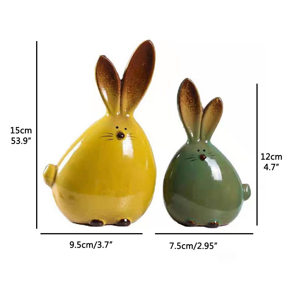 Ceramic Rabbit Figurines Easter Long Ear Bunny Ornament Desktop Animal Doll Home Office Room Decoration - Image 4