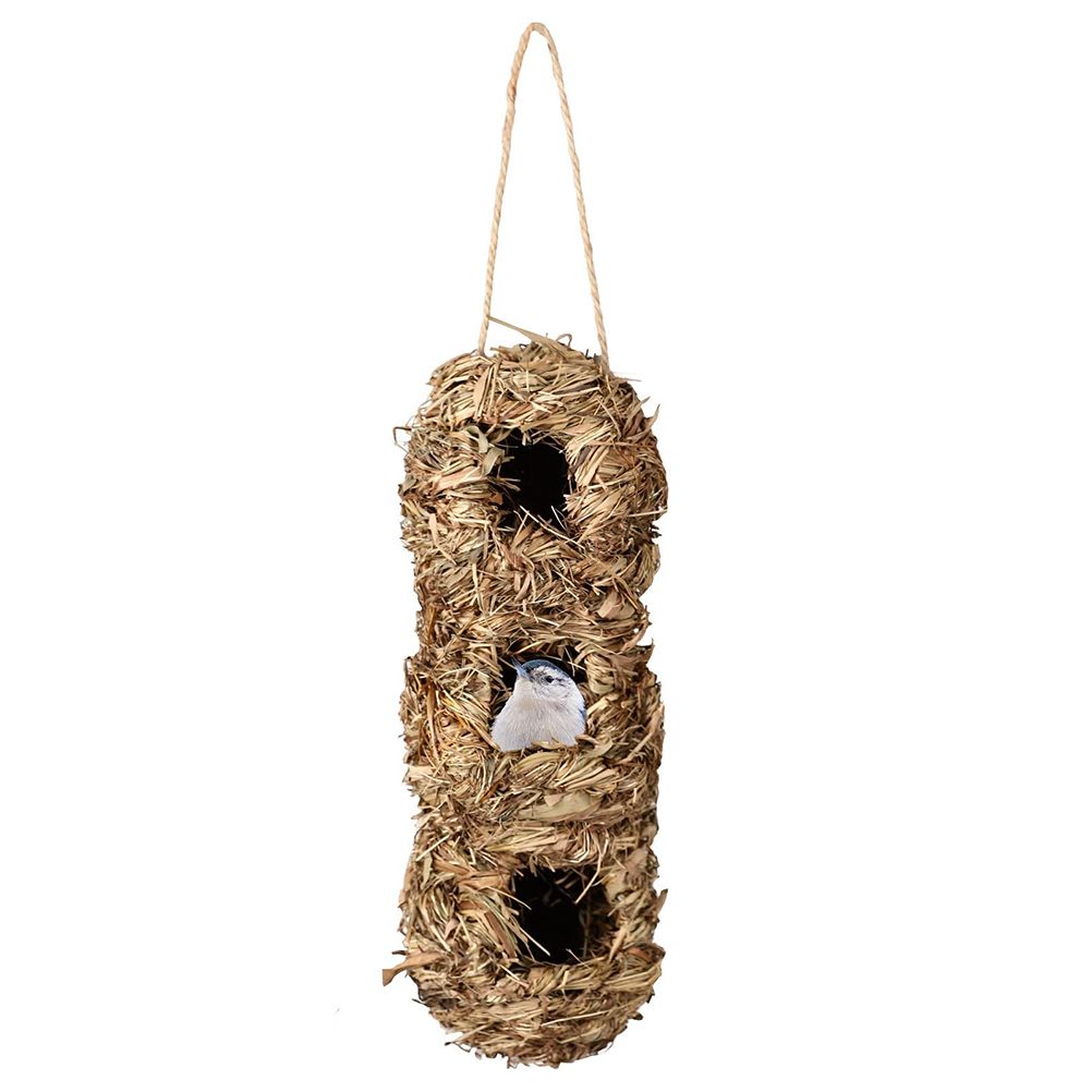 Hand Woven Hummingbird Houses Peanut Shape Natural Bird Nest Hut Straw Bird Nest Handmade Hanging Bird Hut for Window Home Garden - Image 1
