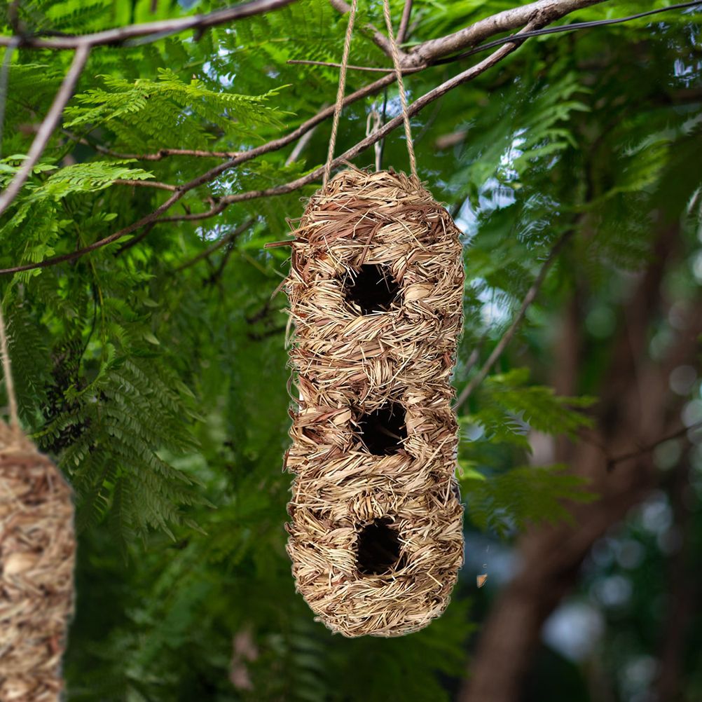 Hand Woven Hummingbird Houses Peanut Shape Natural Bird Nest Hut Straw Bird Nest Handmade Hanging Bird Hut for Window Home Garden - Image 7