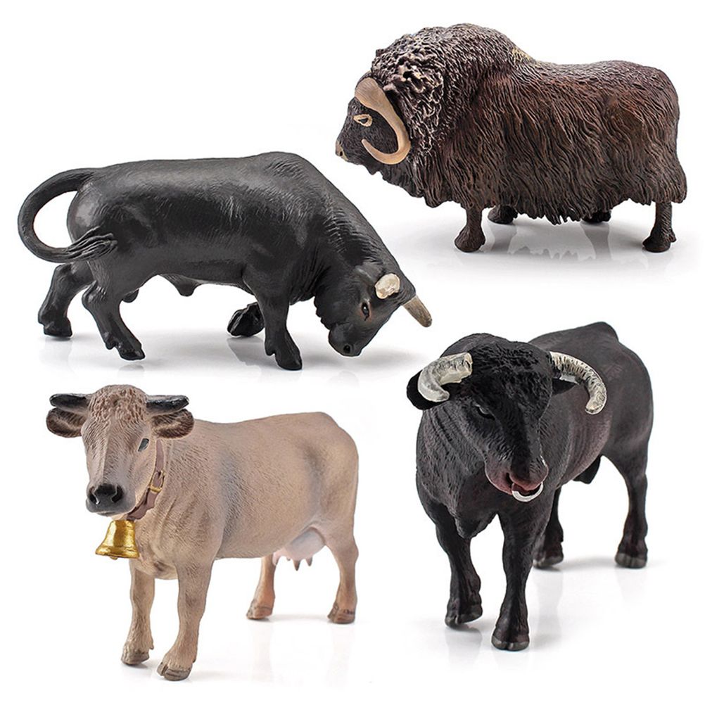 4 Pcs Simulation Farm Cow Cattle Ox Bull Figurine PVC Farm Animal Model Action Figure Home Decoration Kids Educational Toy - Image 1