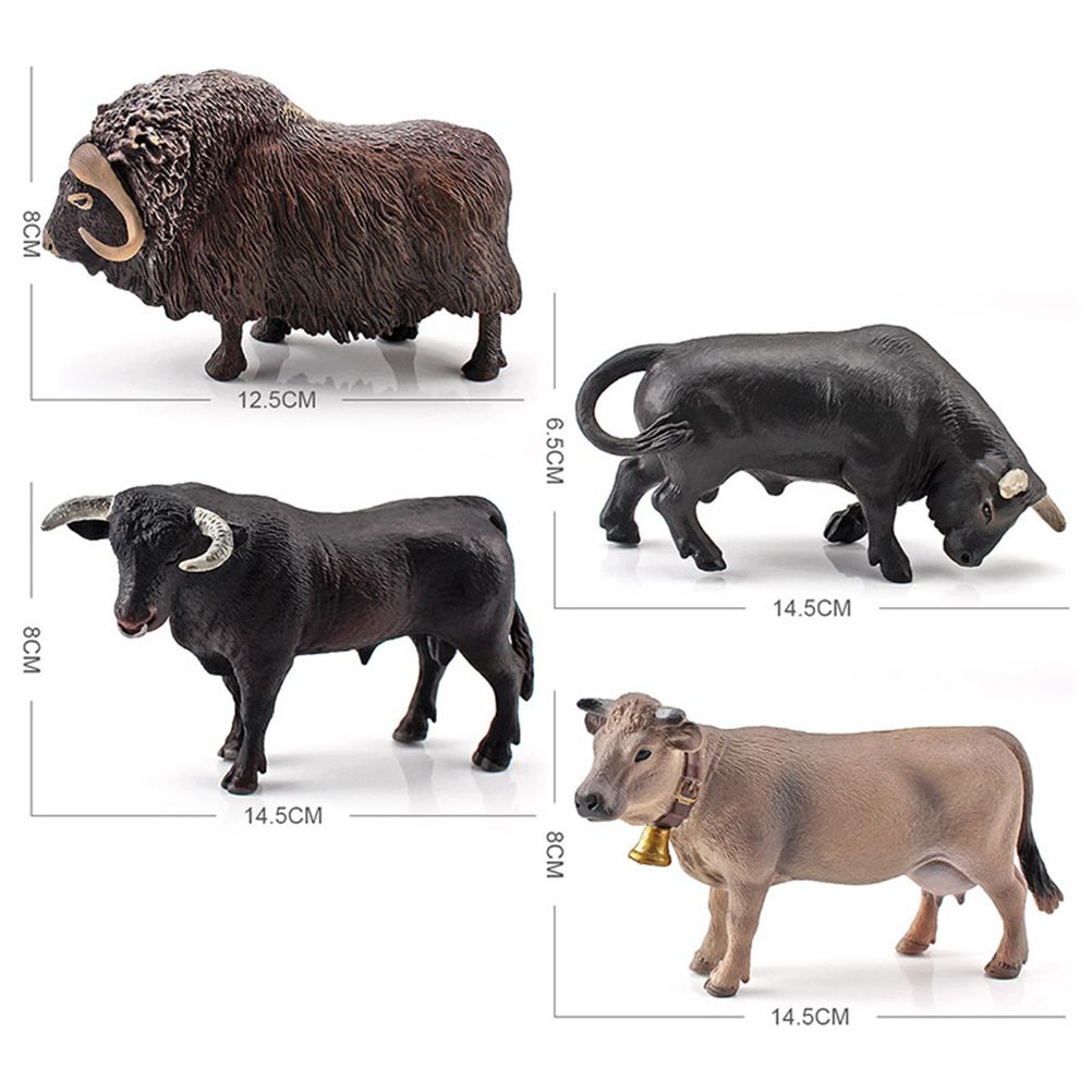 4 Pcs Simulation Farm Cow Cattle Ox Bull Figurine PVC Farm Animal Model Action Figure Home Decoration Kids Educational Toy - Image 2