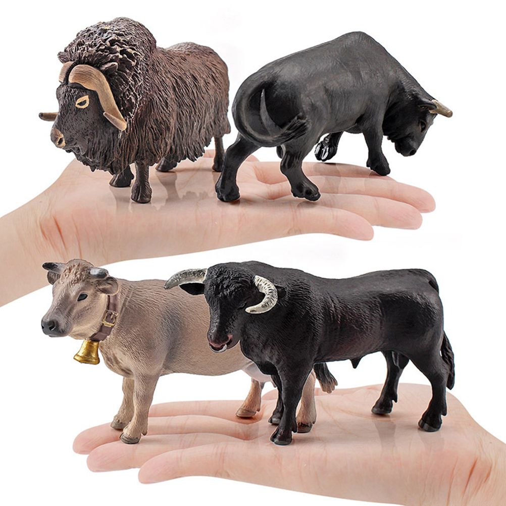 4 Pcs Simulation Farm Cow Cattle Ox Bull Figurine PVC Farm Animal Model Action Figure Home Decoration Kids Educational Toy - Image 3