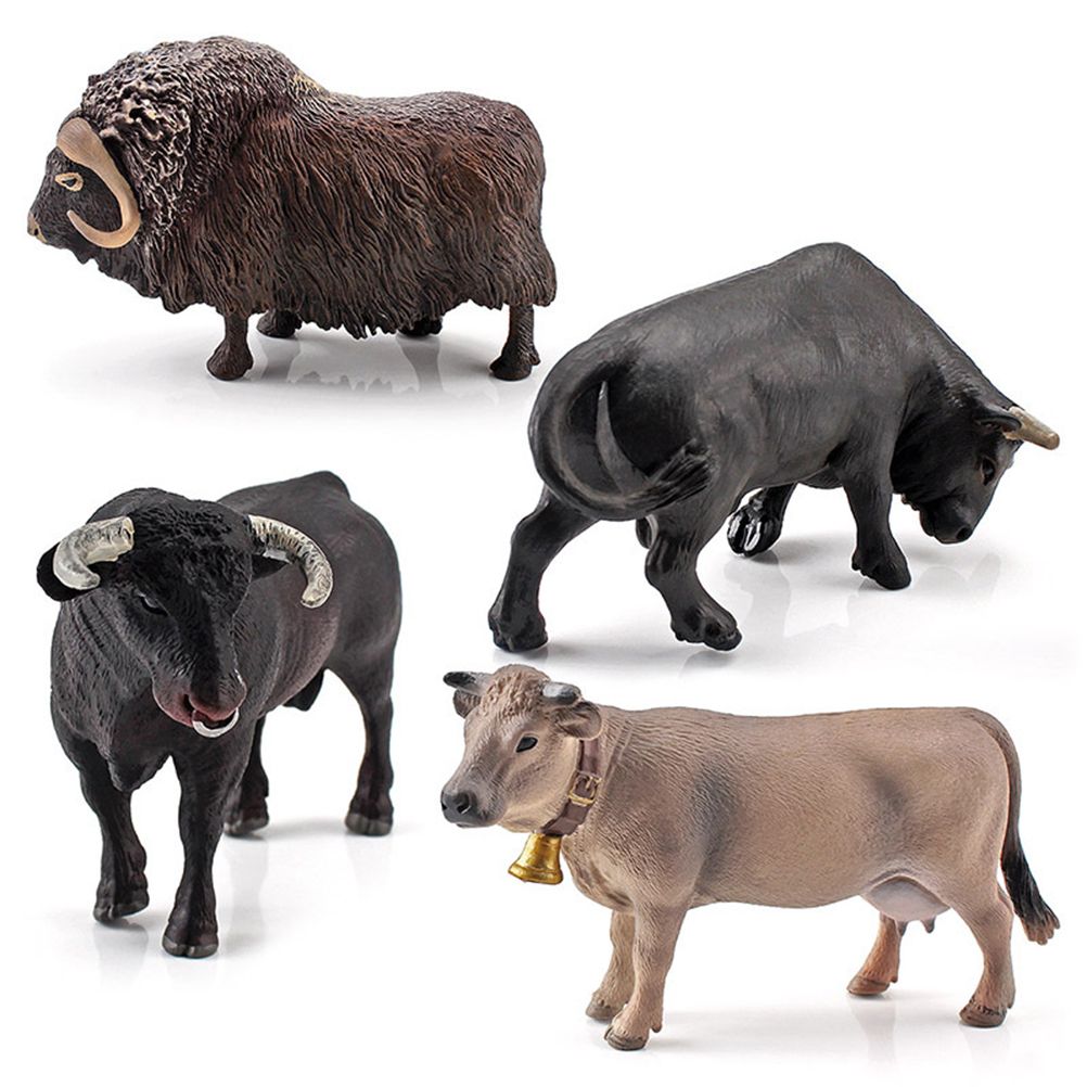 4 Pcs Simulation Farm Cow Cattle Ox Bull Figurine PVC Farm Animal Model Action Figure Home Decoration Kids Educational Toy - Image 4