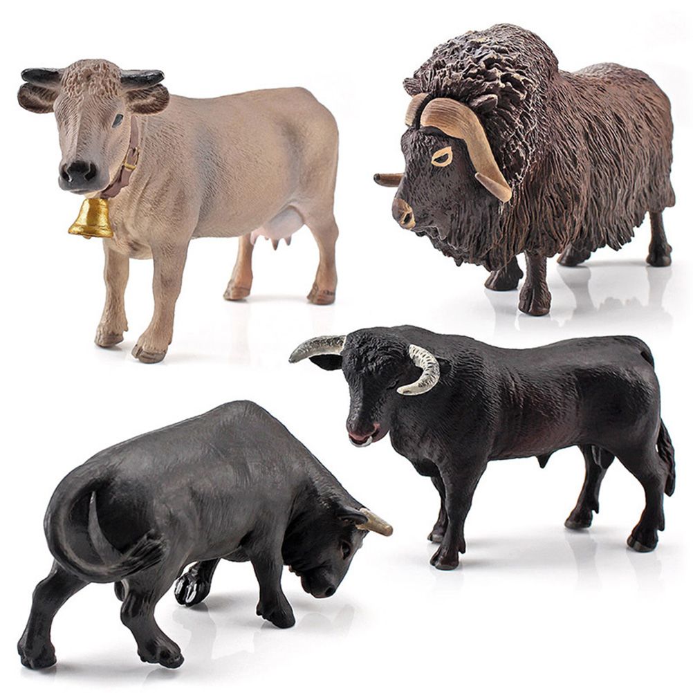 4 Pcs Simulation Farm Cow Cattle Ox Bull Figurine PVC Farm Animal Model Action Figure Home Decoration Kids Educational Toy - Image 5