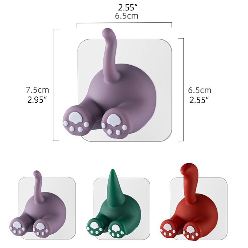 Cute Cartoon Animal Tail Wall Hooks Multi Purpose Sticky Hooks for Hanging Toothbrush Shower Home Wall Organizer - Image 2