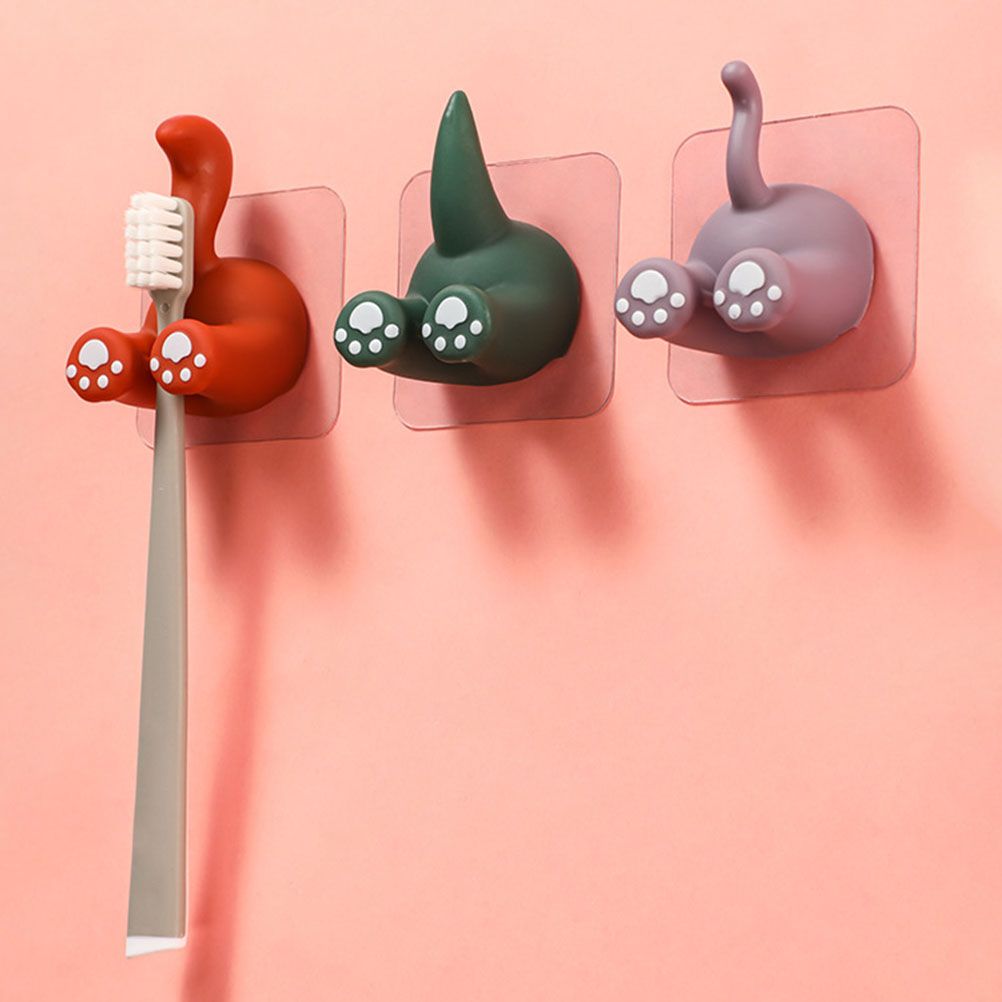 Cute Cartoon Animal Tail Wall Hooks Multi Purpose Sticky Hooks for Hanging Toothbrush Shower Home Wall Organizer - Image 5