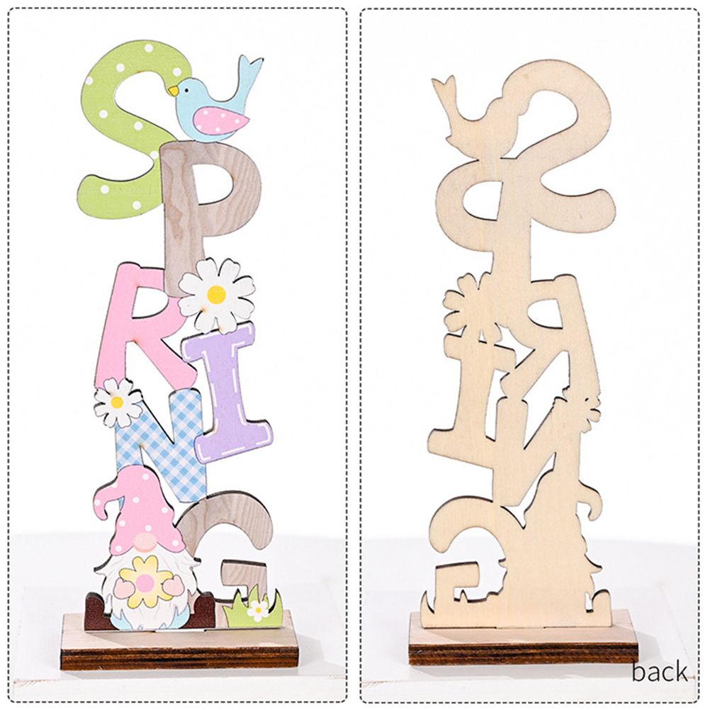 2 Pcs Easter Decorations Wooden Bunny Letter Printing Crafts Ornament Easter Decor for Home Table Party Arrangement Kids Gift - Image 5