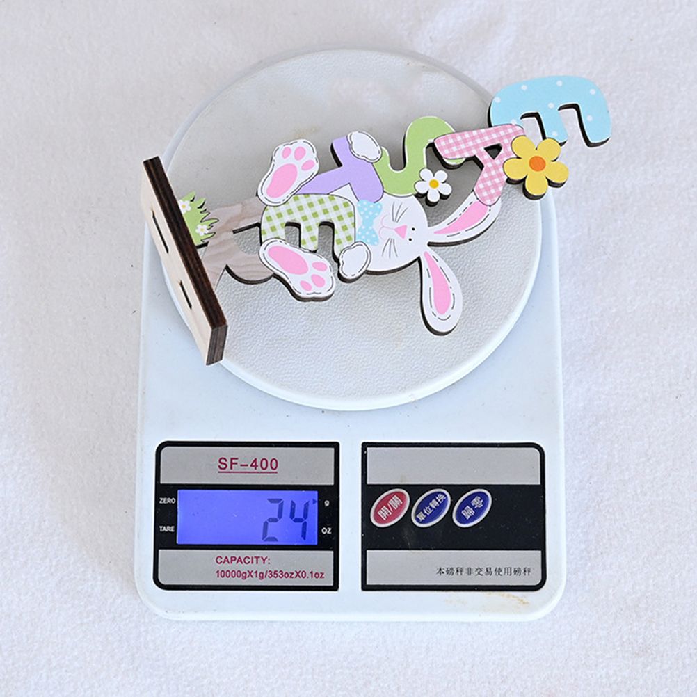 2 Pcs Easter Decorations Wooden Bunny Letter Printing Crafts Ornament Easter Decor for Home Table Party Arrangement Kids Gift - Image 6