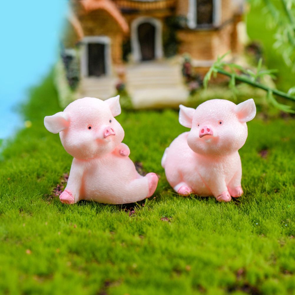 8Pcs Mini Pig Figurines Cake Cupcake Topper Decoration Pig Crafts Resin Ornament for Car Home Baby Shower Party Decor Gift - Image 3
