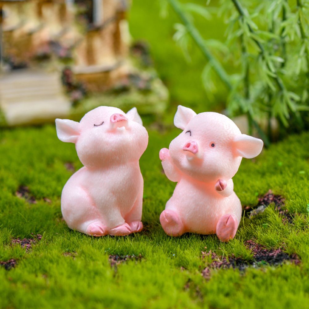 8Pcs Mini Pig Figurines Cake Cupcake Topper Decoration Pig Crafts Resin Ornament for Car Home Baby Shower Party Decor Gift - Image 5