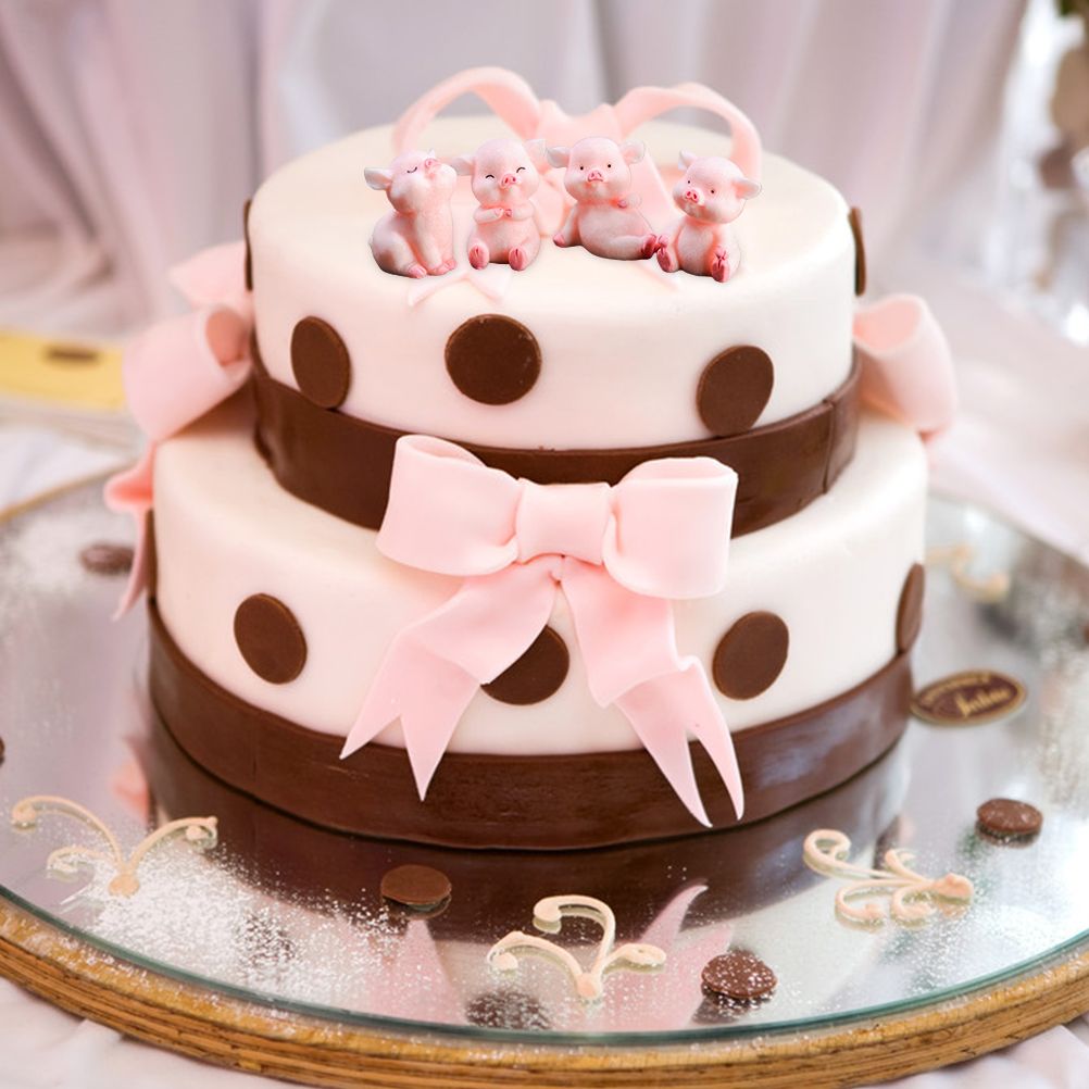 8Pcs Mini Pig Figurines Cake Cupcake Topper Decoration Pig Crafts Resin Ornament for Car Home Baby Shower Party Decor Gift - Image 6