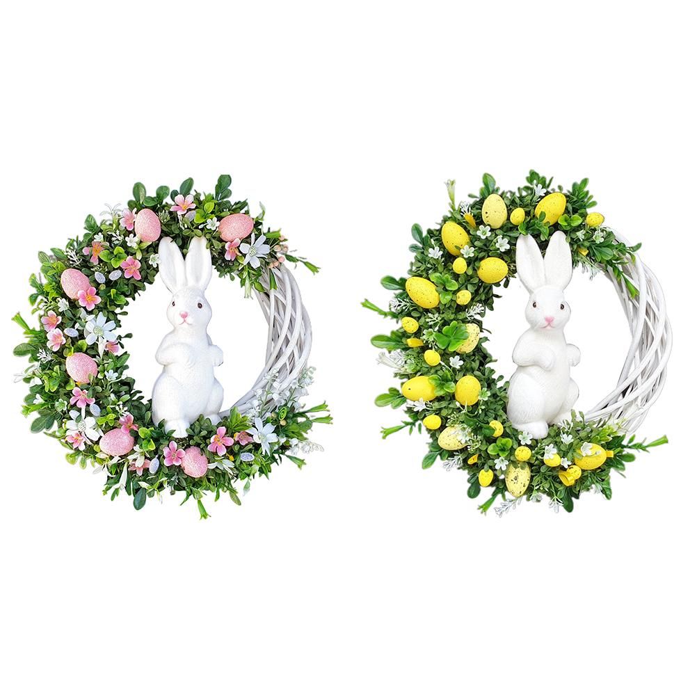 Easter Bunny Egg Wreath Acrylic Rabbit Egg Wreath Indoor Outdoor Easter Hanging Ornaments Home Front Door Party Decorations - Image 5