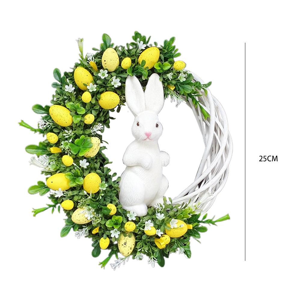 Easter Bunny Egg Wreath Acrylic Rabbit Egg Wreath Indoor Outdoor Easter Hanging Ornaments Home Front Door Party Decorations - Image 6