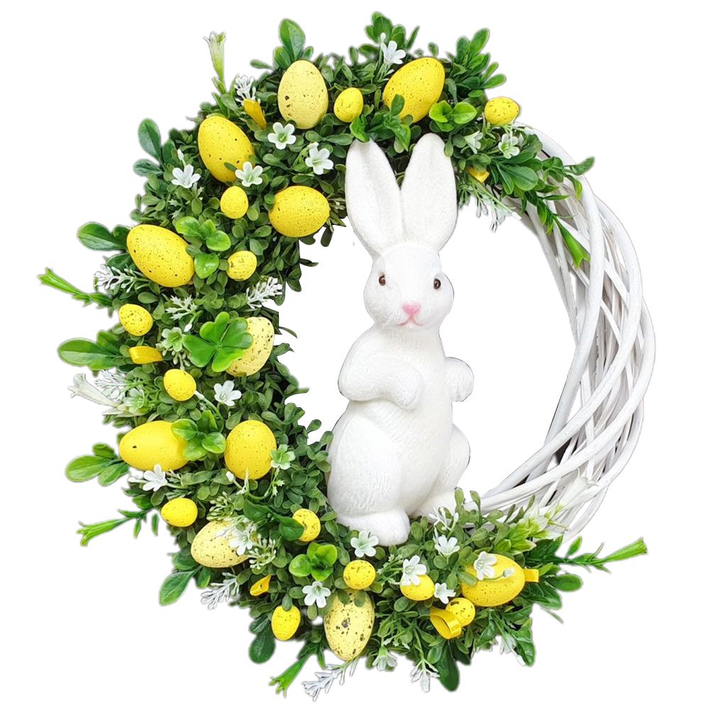 Easter Bunny Egg Wreath Acrylic Rabbit Egg Wreath Indoor Outdoor Easter Hanging Ornaments Home Front Door Party Decorations - Image 1