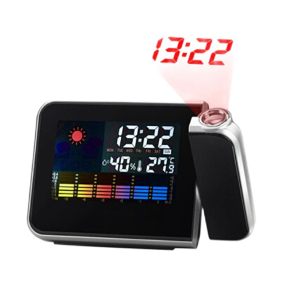 Projection Alarm Clock 180 Degree Adjustable Digital Projector Clock with Weather Station and Temperature Humidity LED Color Screen Perpetual Calendar Clock - Image 1