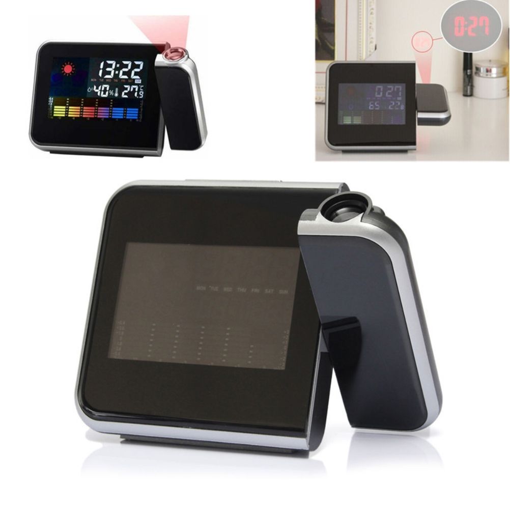 Projection Alarm Clock 180 Degree Adjustable Digital Projector Clock with Weather Station and Temperature Humidity LED Color Screen Perpetual Calendar Clock - Image 5