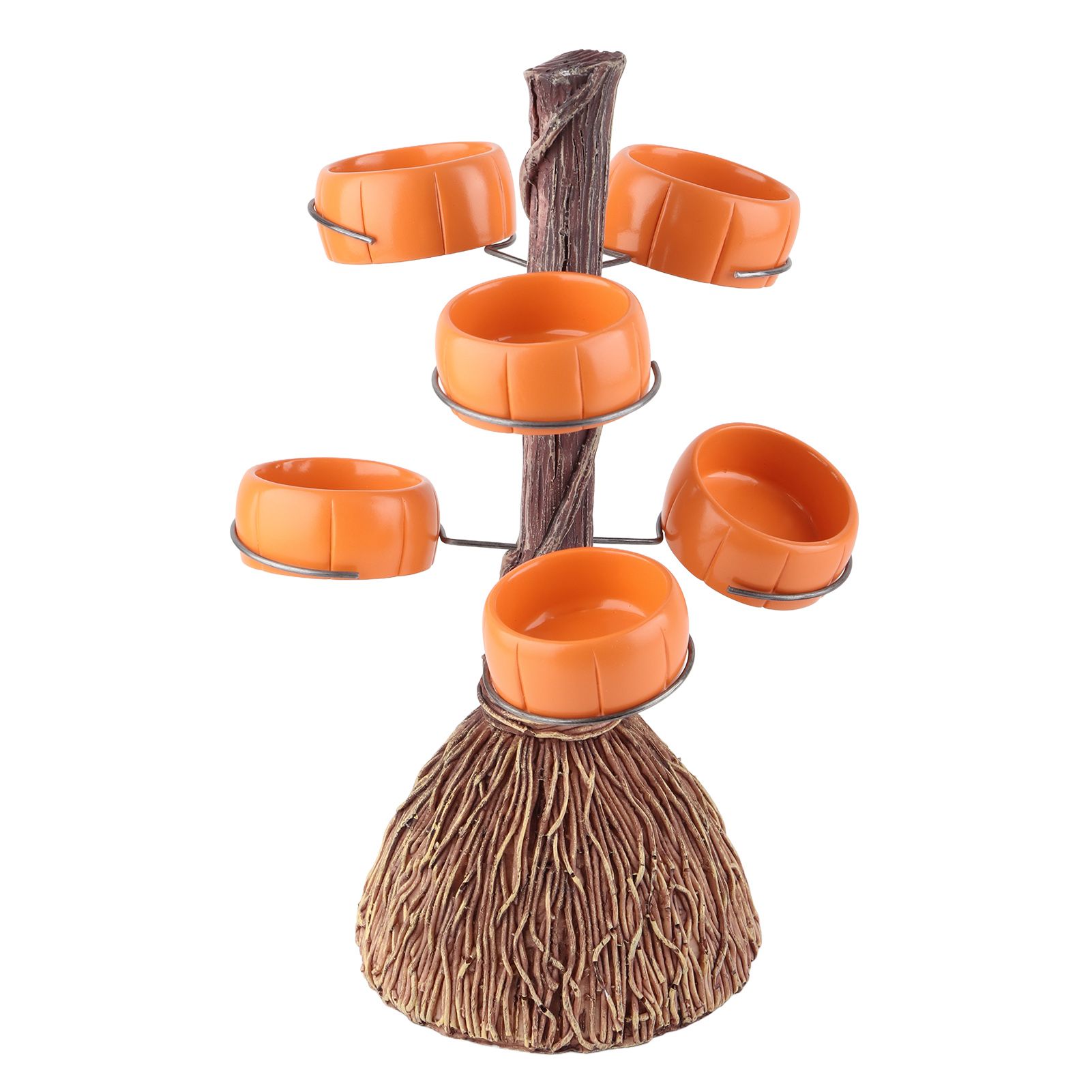 Snack Bowl Holder Halloween Pumpkin Snack Bowl Rack Witch Broom Decor Dessert Bowl Stand for Dining Table - Image 1