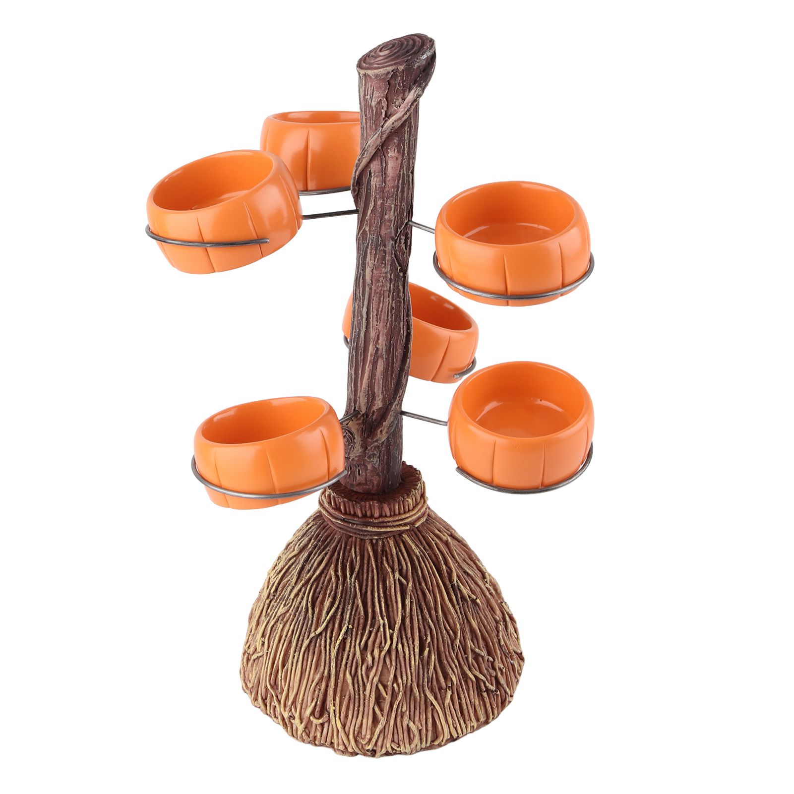 Snack Bowl Holder Halloween Pumpkin Snack Bowl Rack Witch Broom Decor Dessert Bowl Stand for Dining Table - Image 2