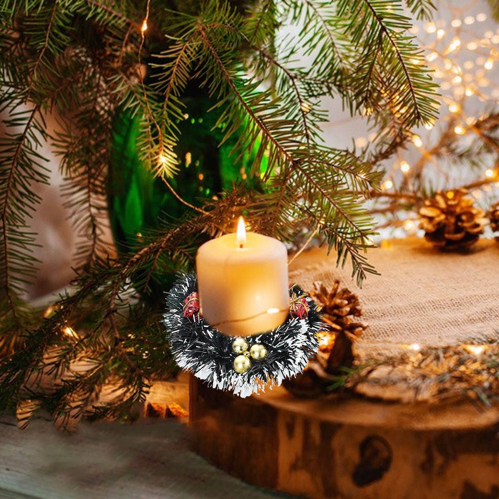 Candle Wreath Christmas Wreath Christmas Tree Wreath Candle Garland - Image 6